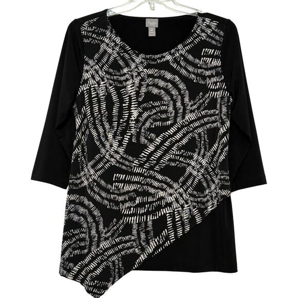 Chico's Travelers Asymmetrical Black Tunic, Size 2 - Picture 1 of 6